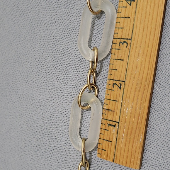 New 18" Lightweight Fashion Jewelry Large Chain Link Neclace Frosted Clear - Picture 6 of 6